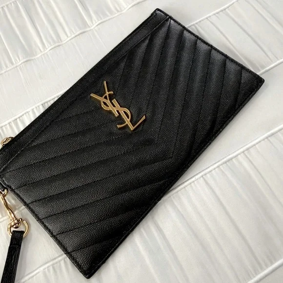 Yves Saint Laurent Black Quilted Wristlet. AUTHENTIC! - Picture 6 of 15